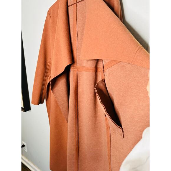JUSTFAB Camel Brown Knit Side Pockets Tie Waist Drape Coat Size Small - Picture 15 of 16